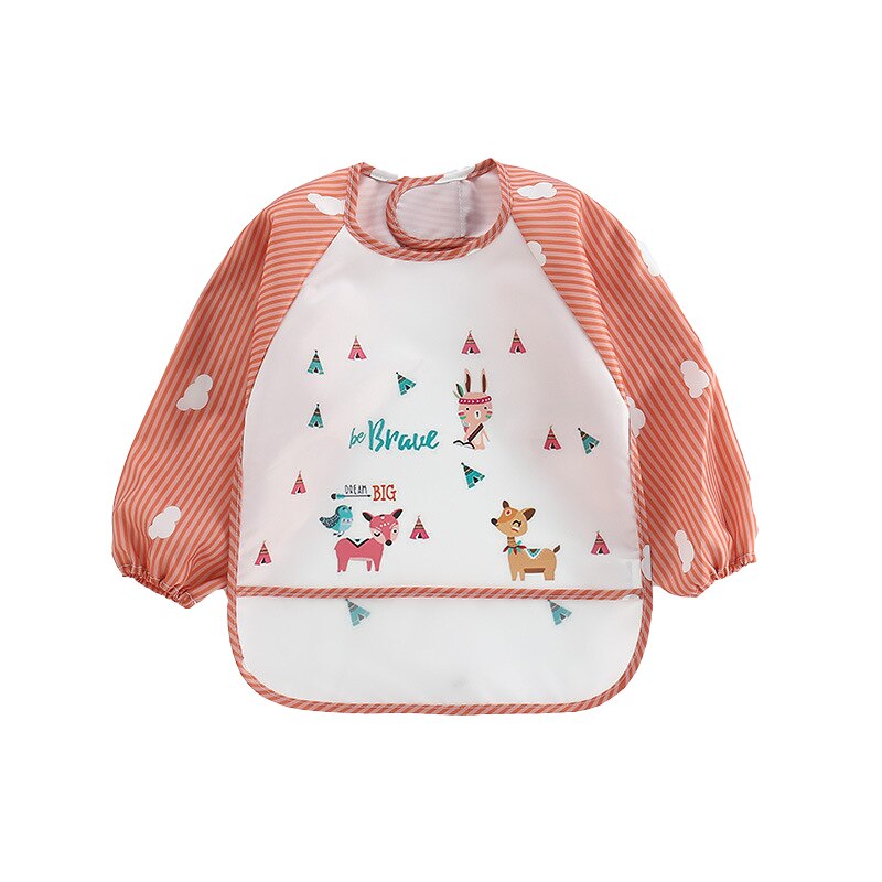 New Baby Kids Toddler Long Sleeve Waterproof Art Smock Feeding Bib Apron Pocket